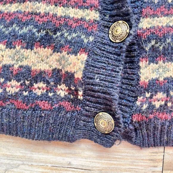 Croft & Barrow Fair Isle Cardigan Eclectic Grandpa Grandma Cottage Navy Button S - Picture 8 of 10